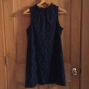 Paper Crane Navy Shift Dress, Lace, L